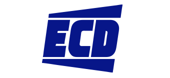 Blue ECD logo featuring stylized letters with a dynamic design, relevant for branding and corporate identity.