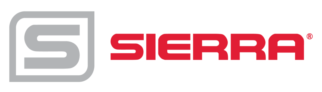 Sierra logo featuring a stylized "S" in gray and the word "SIERRA" in bold red. Represents the brand's identity and products.